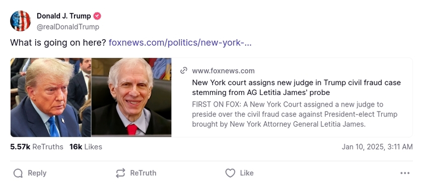 Post image from Donald Trump