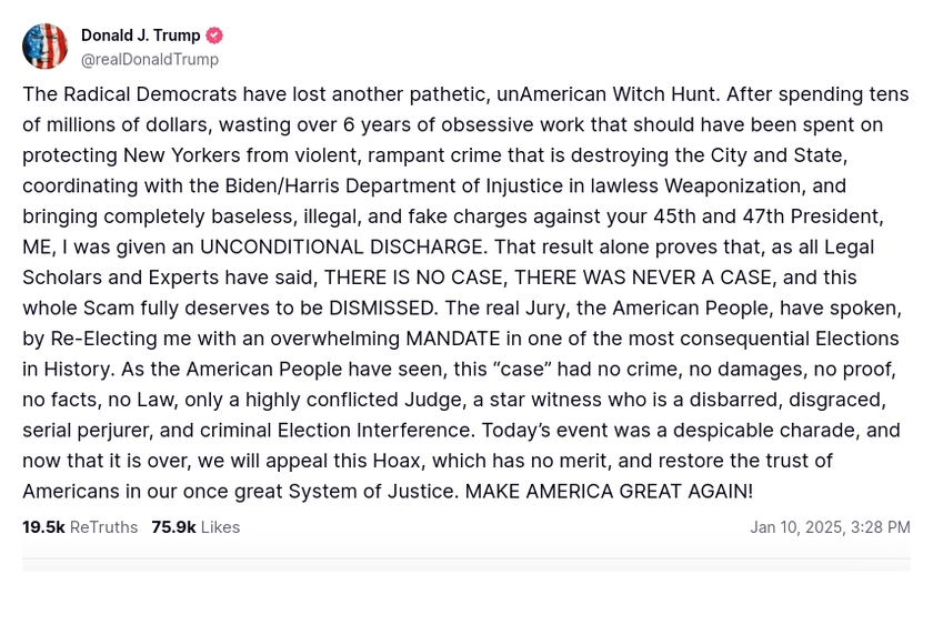 Post preview from Donald Trump