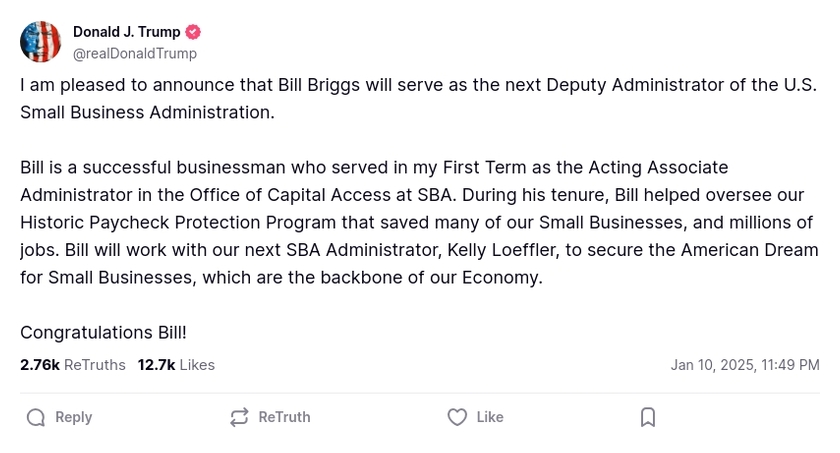 Post image from Donald Trump