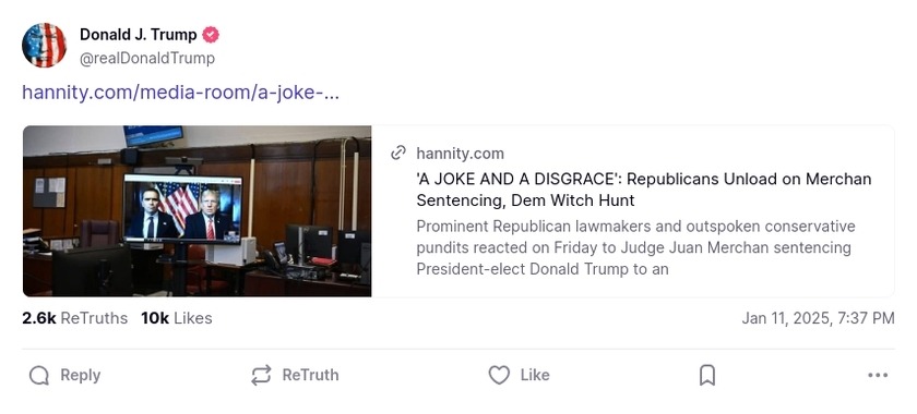 Post image from Donald Trump