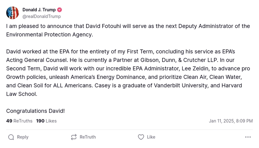 Post image from Donald Trump