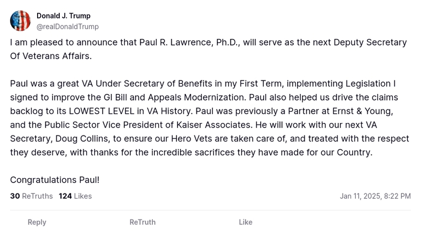 Post image from Donald Trump