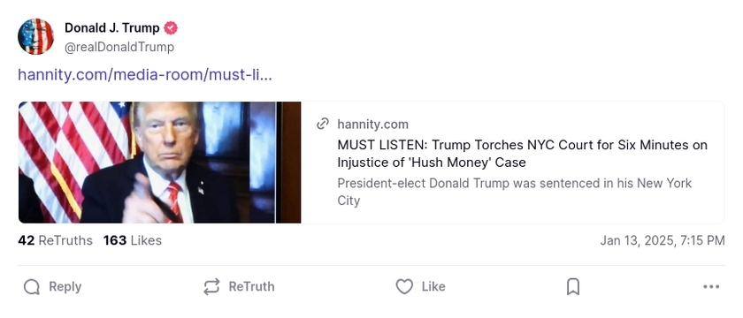 Post image from Donald Trump