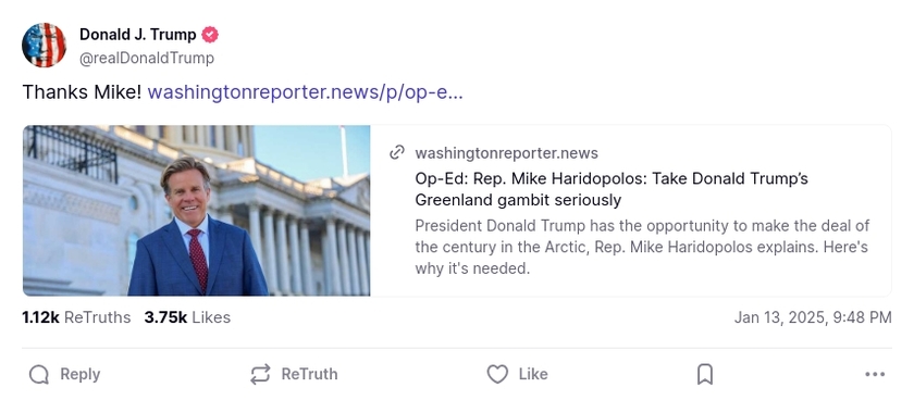 Post image from Donald Trump