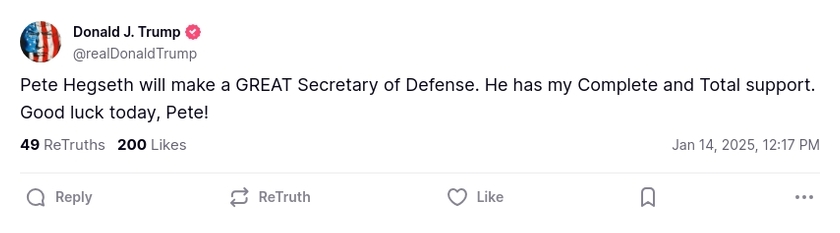 Post image from Donald Trump