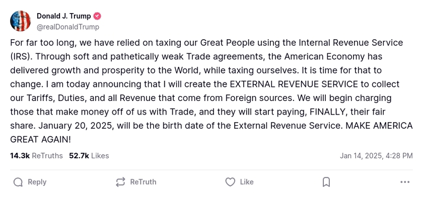 Post image from Donald Trump