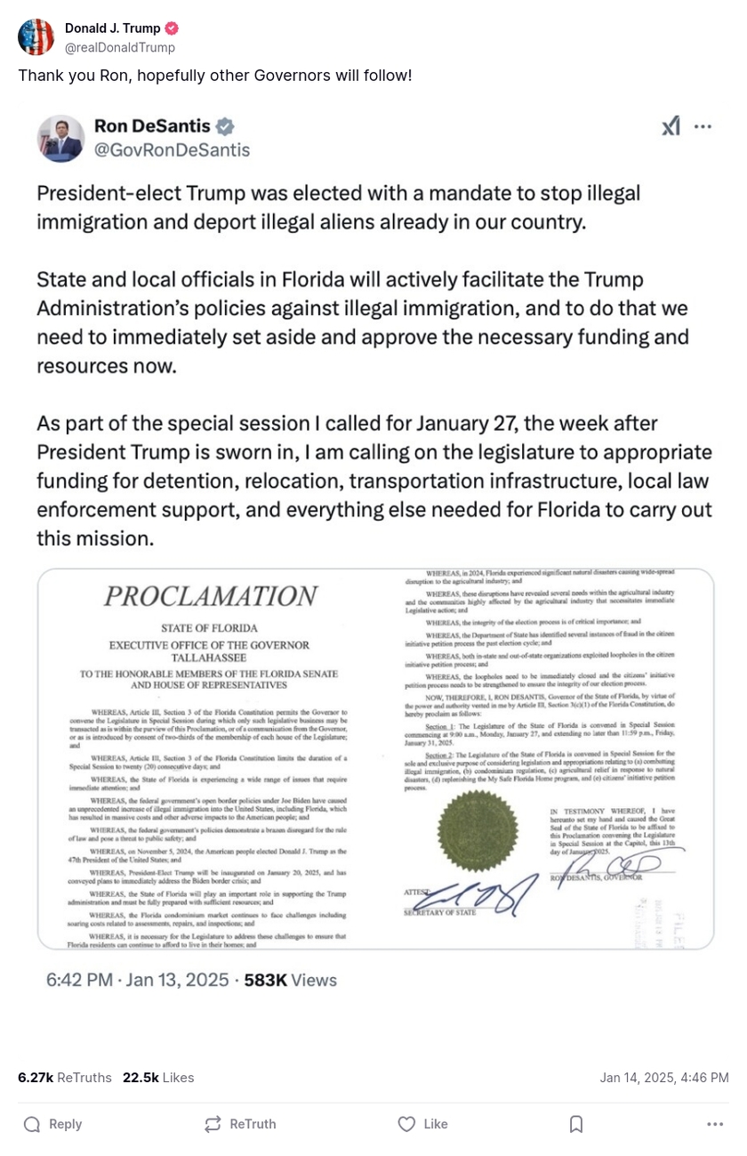 Post image from Donald Trump