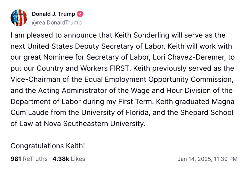 Post image from Donald Trump