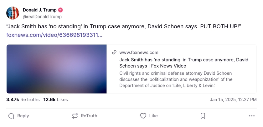 Post image from Donald Trump