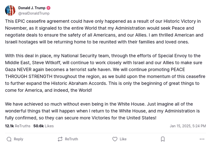 Post preview from Donald Trump