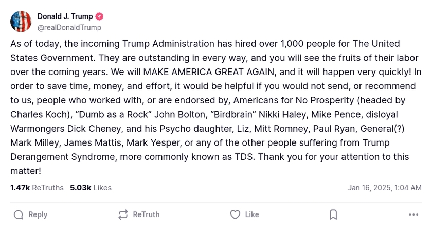 Post image from Donald Trump