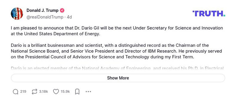 Post image from Donald Trump