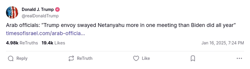 Post preview from Donald Trump