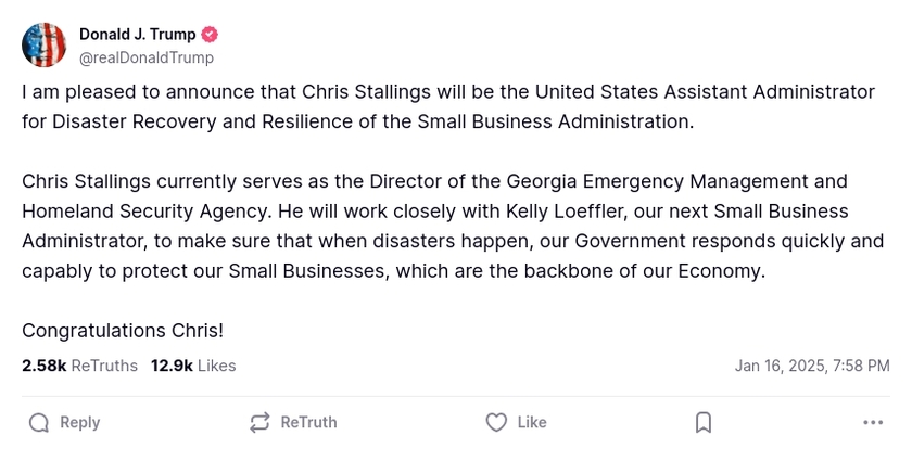 Post image from Donald Trump