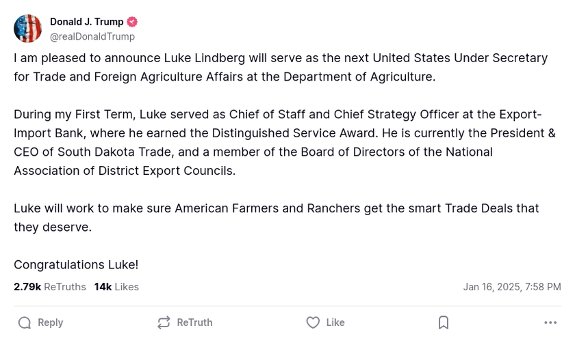 Post image from Donald Trump