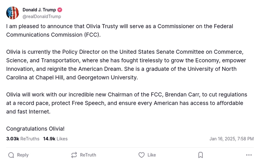 Post image from Donald Trump