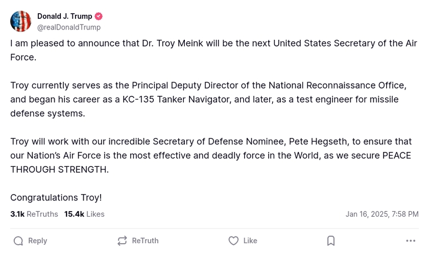 Post image from Donald Trump