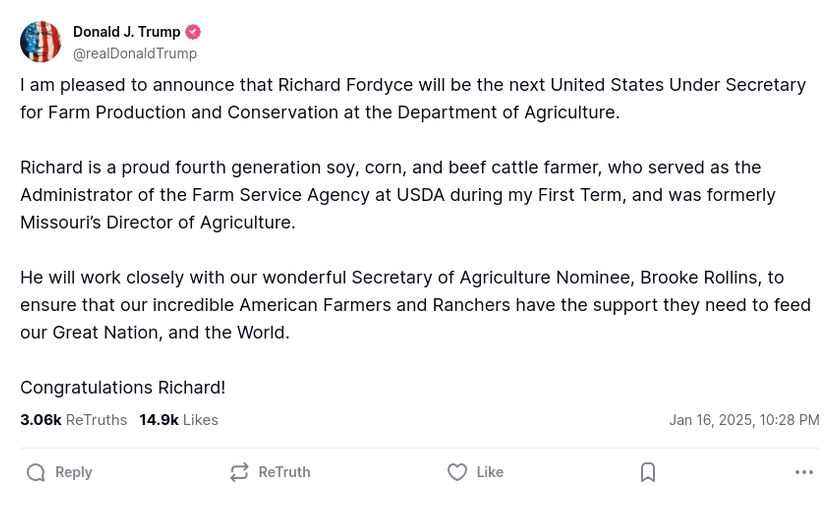 Post image from Donald Trump