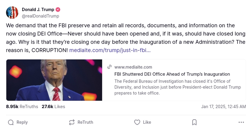 Post image from Donald Trump