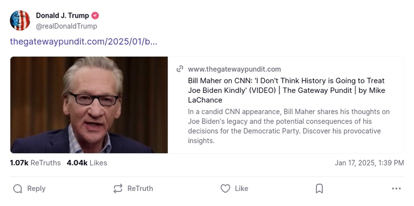 Post preview from Donald Trump