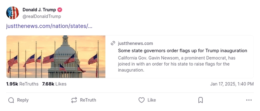 Post image from Donald Trump