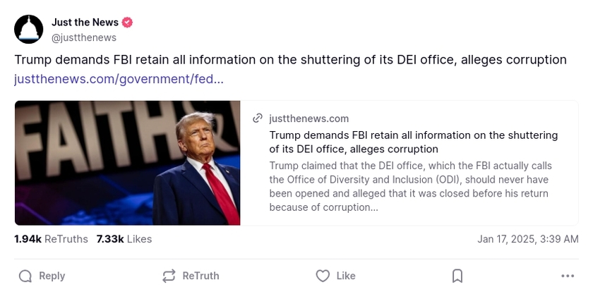 Post image from Donald Trump