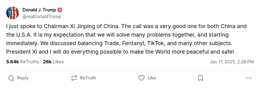 Post preview from Donald Trump