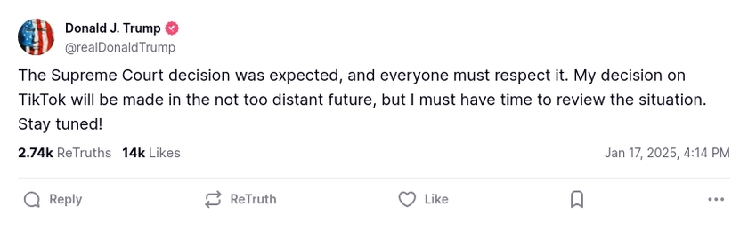 Post image from Donald Trump