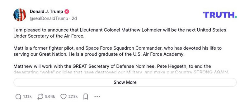 Post image from Donald Trump