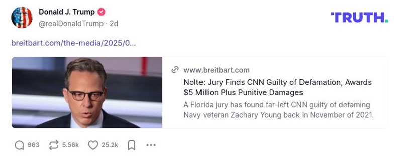 Post preview from Donald Trump