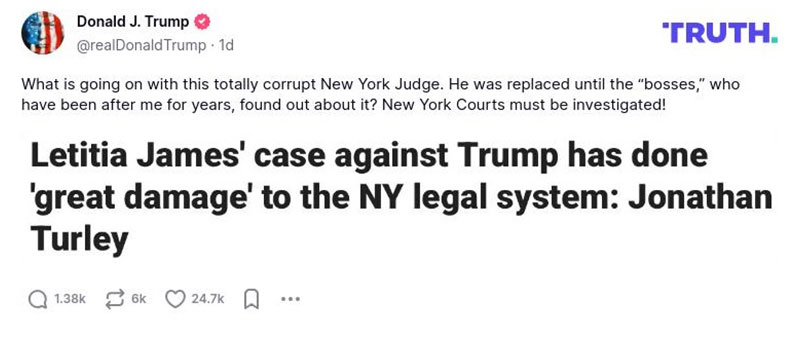 Post image from Donald Trump