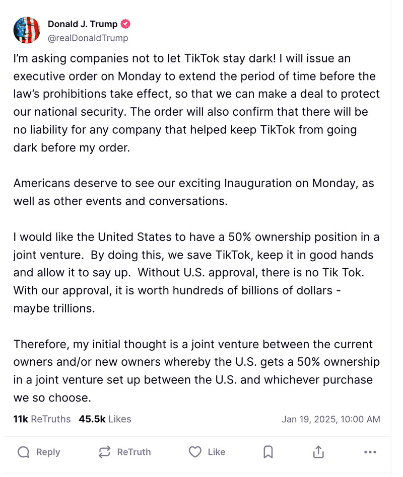 Post image from Donald Trump