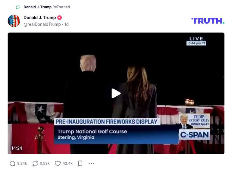 Post image from Donald Trump