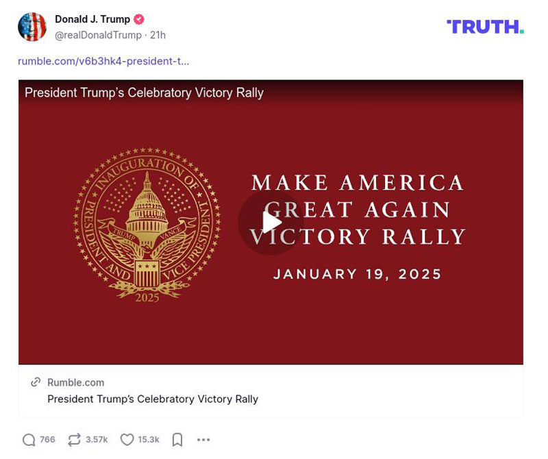 Post image from Donald Trump