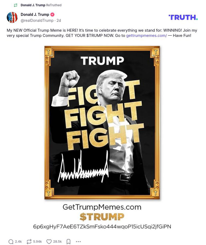 Post image from Donald Trump