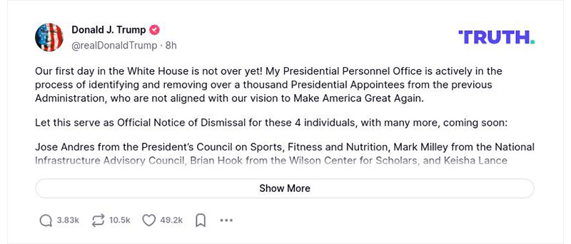 Post image from Donald Trump