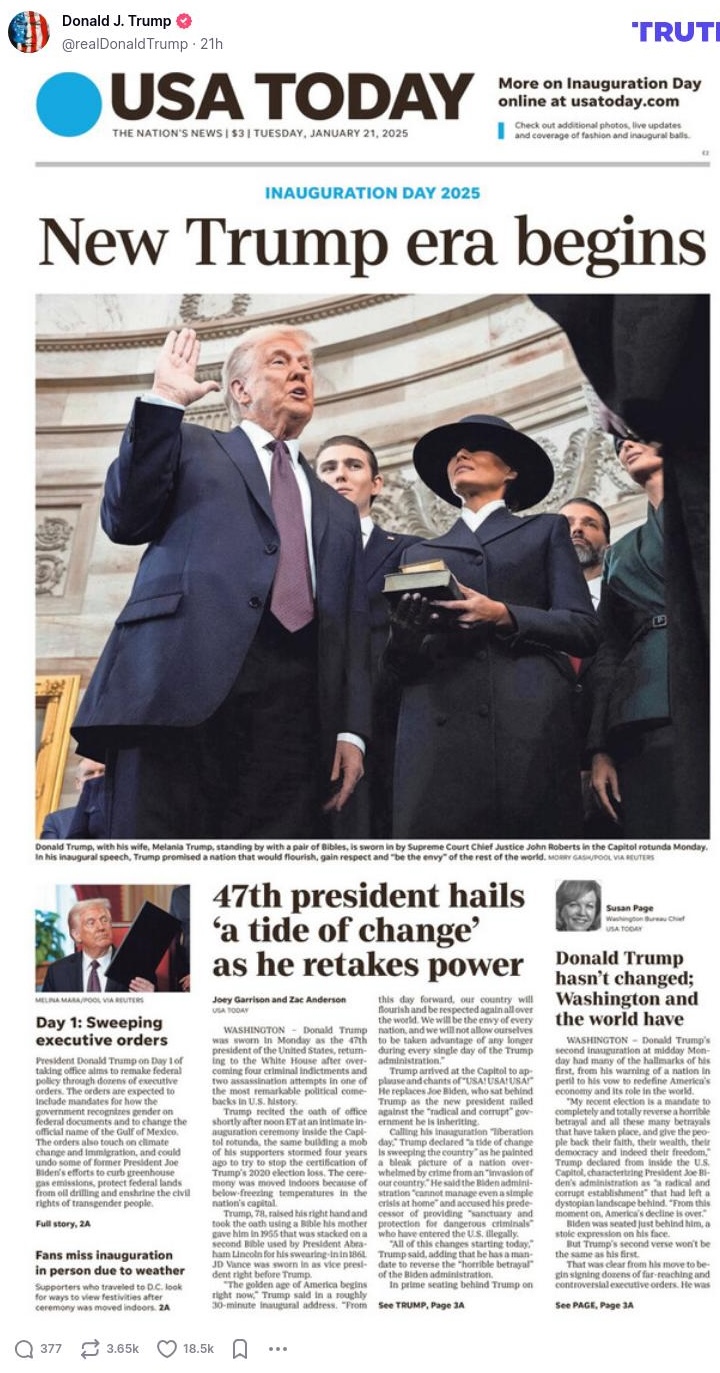 Post image from Donald Trump