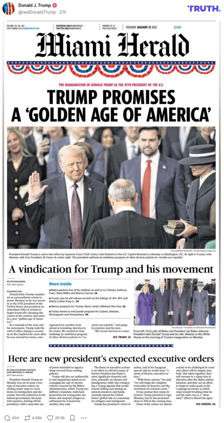 Post image from Donald Trump