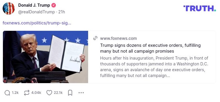 Post image from Donald Trump