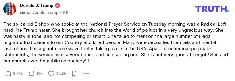 Post image from Donald Trump