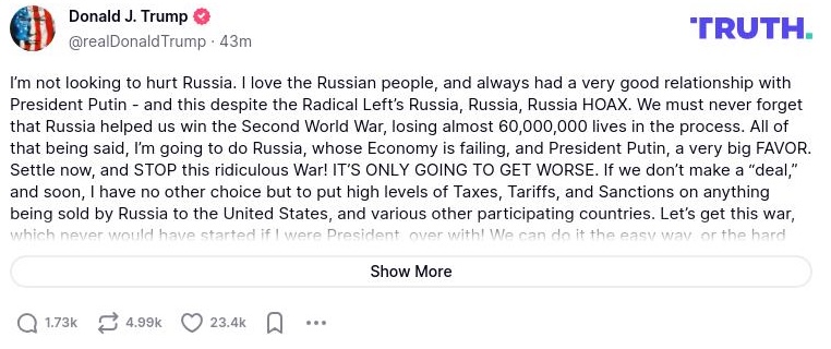 Post preview from Donald Trump