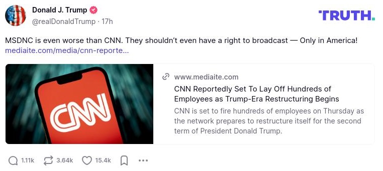 Post preview from Donald Trump