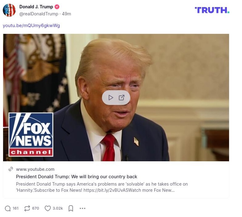 Post image from Donald Trump