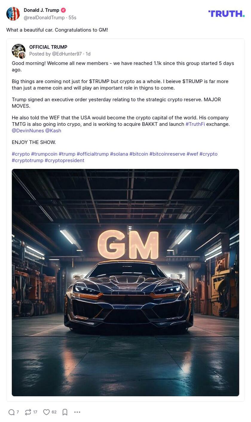 Post image from Donald Trump