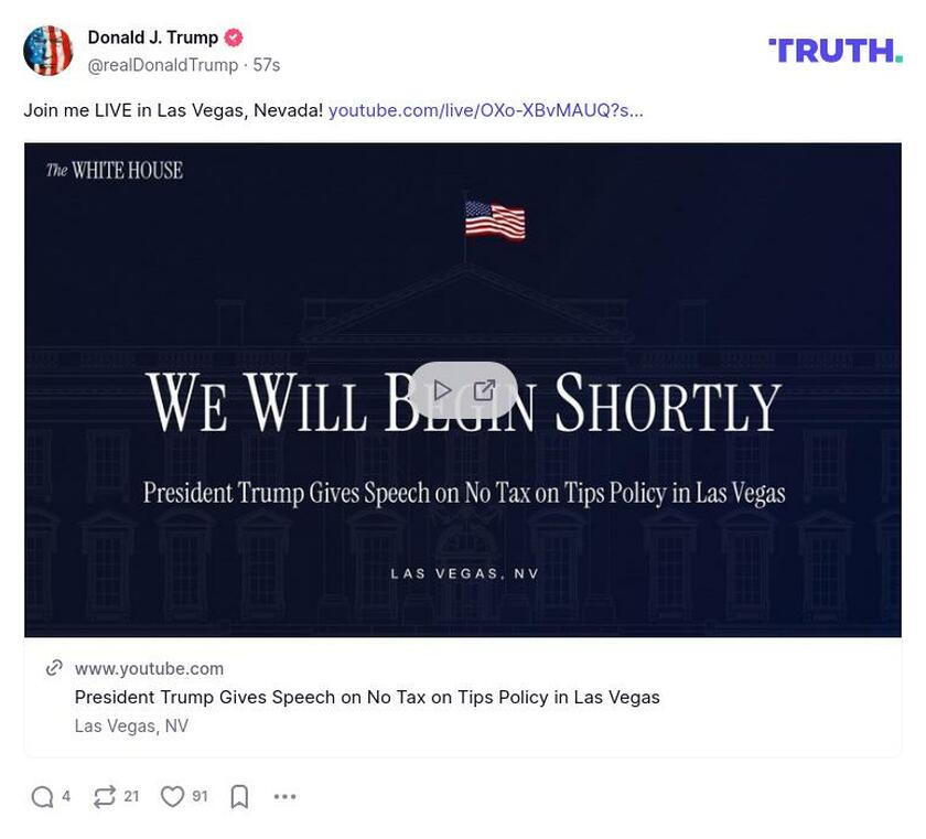 Post image from Donald Trump