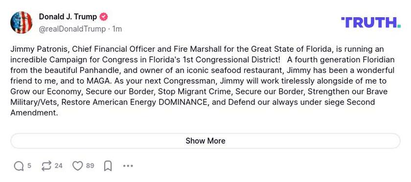 Post image from Donald Trump