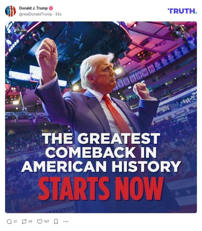 Post image from Donald Trump