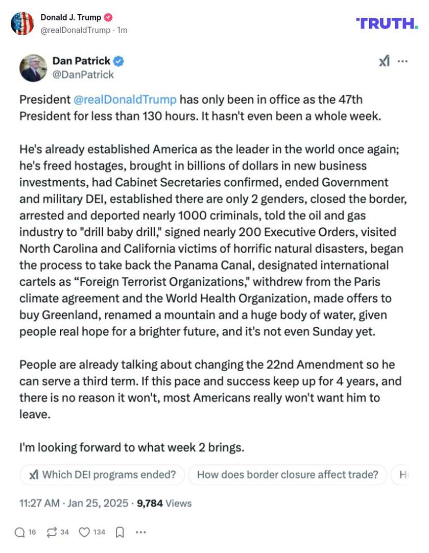 Post image from Donald Trump