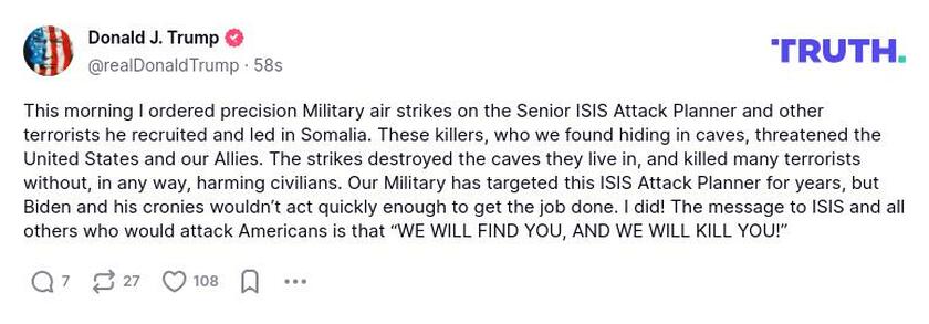 Post preview from Donald Trump