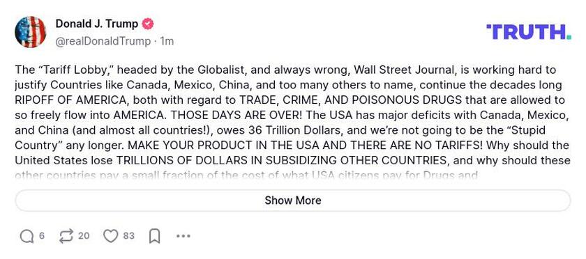 Post preview from Donald Trump